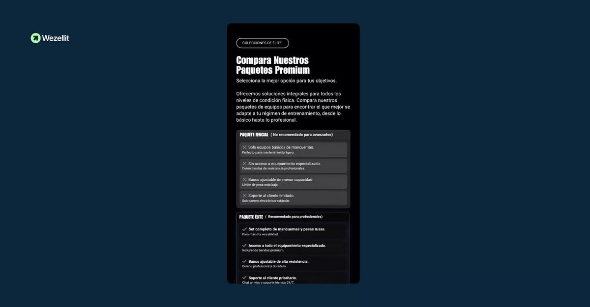 Sección Comparativa de Audiencia - Shopify - Componente web