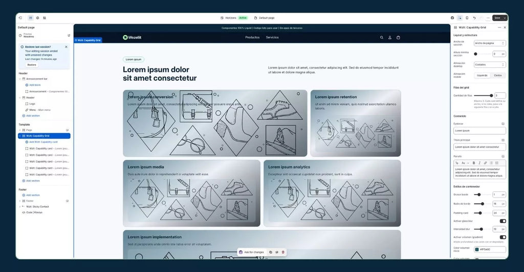 Capabilities Grid Section - Shopify - Web component