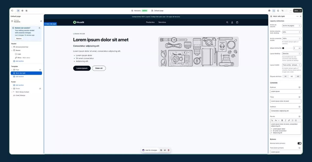Classic Split Information Section - Shopify - Web Component