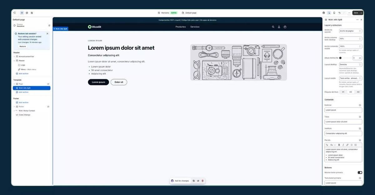Classic Split Information Section - Shopify - Web Component