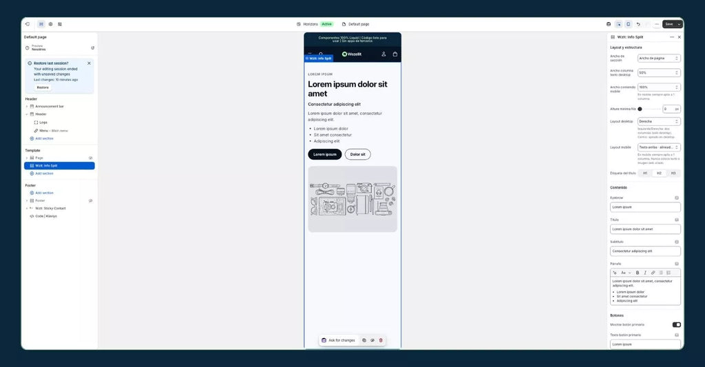 Classic Split Information Section - Shopify - Web Component