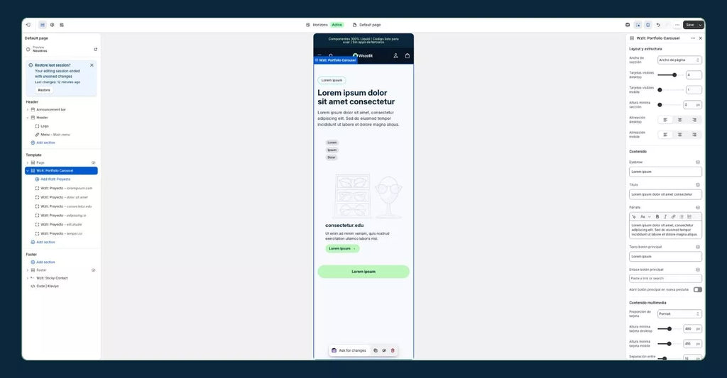 Sección Colecciones Carrusel - Shopify - Componente web