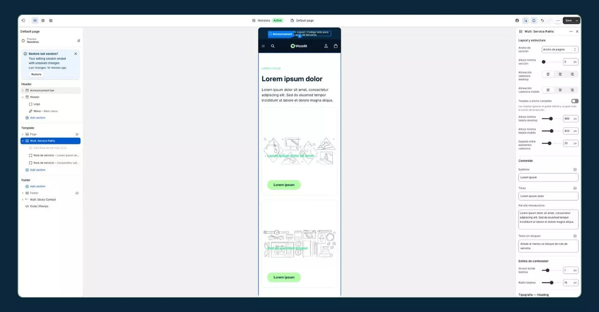 Service Selection Section - Shopify - Web Component