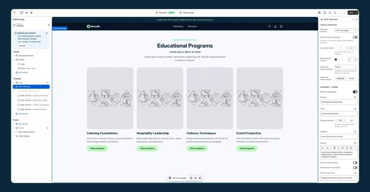 Services Section - Shopify - Web Component