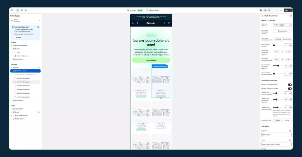 Meet the team section - shopify - Web component