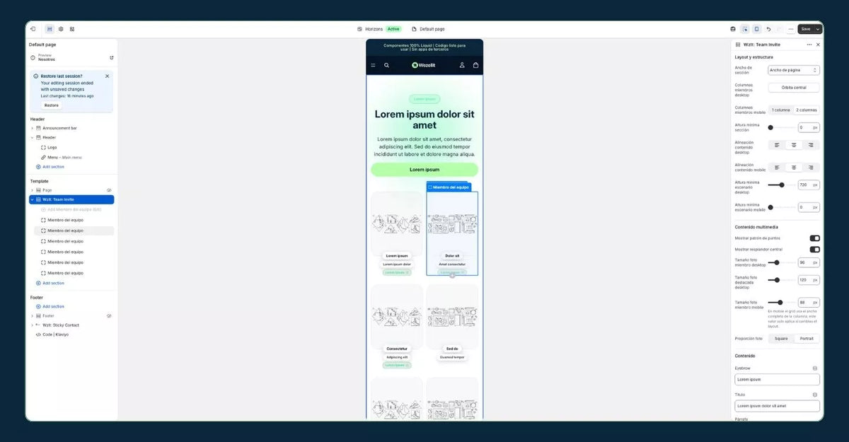 Meet the team section - shopify - Web component